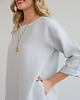 sukienki midi damskie Lniana Sukienka PEONY LIGHT GRAY 5