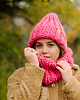 czapki damskie Różowy komplet zimowy czapka i komin Peruvian WOOLY 2