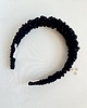 opaski do włosów Czarna marszczona opaska Silver Drop w delikatne srebrne "łezki" 1