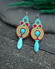 kolczyki soutache Kolczyki sutasz z howlitami turkusowo pomarańczowo fuksjowe Etno 2