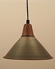 lampy wiszące Mosiężna lampa wisząca, stożkowy klosz, Dania, lata 60. 1