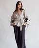 bluzki kimonowe damskie Kimono lniane drukowane ciemiernik, lniana bluzka naturalny jasny. 3