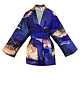 kardigany damskie Aksamitne KIMONO domowe/ narzutka, autorski print  CHMURY niebieskie 7