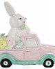 ozdoby wielkanocne Dekoracja - króliki w samochodzie z kwiatami 20x10,5x19 cm różowy 1