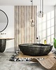 lustra stojące i wiszące Lustro okrągłe Ruota czarna metalowa rama 120 cm 6