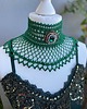 chokery Belle epoque retro koronkowy naszyjnik w kolorze butelkowej zieleni 1