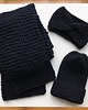 czapki damskie Zestaw czarny czapka szalik miękka i ciepła wełna handmade 4