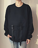 bluza bez kaptura damska Jedna kieszeń czarna obszerna bluza 3