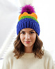 czapki damskie 6904 Energetyczna Czapka Beanie w Żywe Pasy z Pomponem 1