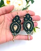 kolczyki soutache Verra kolczyki sutasz złoto zielone wiszące z kryształkami 1