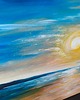 obrazy Obraz Olejny 50x70 Abstrakcja Wschód Słońca Morze Góry Szpachelka Woda 4