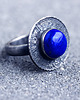 pierścionki srebrne Srebrny pierścionek tribal z naturalnym kamieniem, lapis lazuli 2