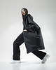 płaszcze damskie Ocieplany Płaszcz longline hoodie oversize czarny 3