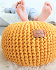 pufy do siedzenia Pufa żółta bawełniana okrągła handmade 1