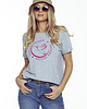 t-shirt damskie T-SHIRT koszulka szara BASIC klasyczna z kolibrem 2