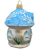 bombki Ręcznie malowana bombka szklana niebieski grzybowy domek 3