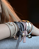 bransoletki skórzane Gipsy summer II pudrowa + gold 2