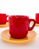 kubki Zestaw kubków ceramicznych, włoski design, lata 80, produkcja: Włochy 5