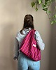 torby na ramię Hobo bag zielona różowa w paski dwustronna 3