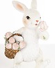 ozdoby wielkanocne Figurka - biały królik 11x6,5x6,5 cm z koszykiem różowych tulipanów 3
