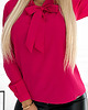 body damskie 140-21 Biznesowa bluzka z wiązaniem z przodu - RÓŻOWA - kolor barbie malinowa 4