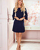 sukienki midi damskie 228-9 LUCY - plisowana wygodna sukienka GRANATOWA 2
