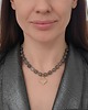 korale Pudrowa szarość i róż - korale i łańcuch 2