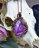 wisiory Miedziany wisiorek wire wrapping z różowym agatem 1