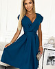 sukienki midi damskie 348-5 SCARLETT - rozkloszowana sukienka z kopertowym dekoltem - MORSKA 3