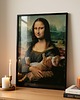 grafiki i ilustracje PLAKAT Mona Lisa z kotem portret , zabawny prezent dla kociary 1