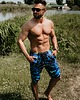 spodnie męskie Shorty Kąpielowe Męskie DR.CROW Tie Dye Blue 1
