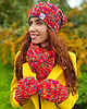 czapki damskie Czapka na zimę SMILE MERINO 50% ,,Czerwienie" 4