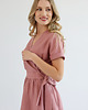 sukienki midi damskie Lniana Sukienka JASMINE DUSTY PINK 1