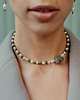 chokery Choker z Surowego Pirytu i Pereł 2