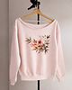 bluza bez kaptura damska Bluza Ciepły róż Bambus kwiaty 1