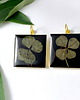 kolczyki z żywicy KOLCZYKI - BLACK Lucky clover (koniczyna) 2