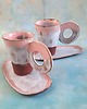 filiżanki Dwie różowe ceramiczne filizanki handmade mała kawa lub double espresso 4