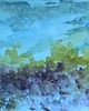 obrazy Akwarela Pejzaż wrzosowisko oryginalny obraz niebieski papier 10,5x22 cm 1