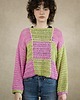 swetry damskie Całoroczny sweter oversize w kratę róż zieleń - bawełna organiczna 3