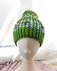 czapki i kapelusze męskie 6622 ciepła, efektowna, kolorowa, zielona, ręcznie robiona czapka beanie; 3