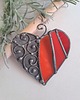 Ozdoby na ścianę Serce witrażowe z metalowymi ornamentami 8 cm 1