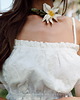 topy damskie Bawełniany haftowany crop top z falbanką, WHITE ELIZA 7