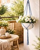 kwietniki Niebieski kwietnik wiszący, makrama na doniczkę, dekoracja DOM/TARAS 6