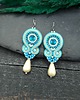 kolczyki soutache Kolczyki sutasz kremowo błękitne eleganckie z dużą łezką Cleo 2