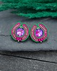 kolczyki soutache Kolczyki sutasz sztyfty różowo zielone okrągłe Amber 2