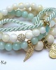 bransoletki z kamieni naturalnych Ecru and light mint set 4
