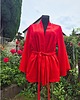 bluzki kimonowe damskie Kimono SUNSET RED len + wiskoza 2