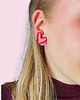 kolczyki z masy plastycznej Czerwone brokatowe kolczyki SERCA mini 1