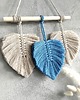 makramy Makrama Liście Niebieska i Beż Ozdoba Ścienna Boho 30x30 cm 4