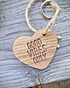 breloki Brelok serce z drewna, good vibes only 5